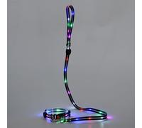 Laisse pour chien à DEL et collier pour chien rechargeable (pour chiens de petite et moyenne taille), laisse lumineuse rechargeable, laisse lumineuse de 1,2 m pour promenade de nuit et sécurité (noir)