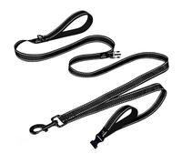 Laisse pour chien à double poignée très résistante, laisse élastique intégrée à deux poignées, laisse de dressage pour chien avec absorption des chocs, coutures réfléchissantes pour une haute