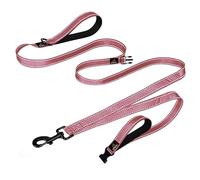 Laisse pour chien à double poignée très résistante, laisse élastique intégrée à deux poignées, laisse de dressage pour chien avec absorption des chocs, coutures réfléchissantes pour une haute