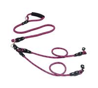 Laisse pour chien à triple tête en nylon tressé - Ceinture de traction durable avec poignée en mousse pour trois chiens(A-Purple)