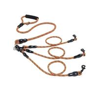 Laisse pour chien à triple tête en nylon tressé - Ceinture de traction durable avec poignée en mousse pour trois chiens(B-Orange)