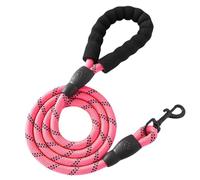 Laisse pour chien - Antidérapante - Anti-explosion - Avec mousqueton verrouillable et dragonne rembourrée - Laisse d'entraînement solide pour chiens de petite, moyenne et grande taille - Rose - 2 m x