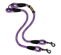 Laisse pour Chien avec Double Attache pour 2 Chiens, fabriquée en Espagne, pour Petits, Moyens et Grands Chiens. Violet avec Rose