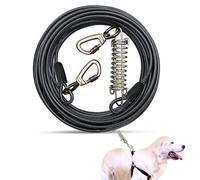 Laisse pour chien avec mousquetons à ressort - Câble métallique robuste, revêtement en caoutchouc anti-morsures, design anti-enchevêtrement pour grands chiens, laisse de dressage imperméable avec