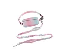Laisse pour chien avec pochette mains libres et pochette zippée pour course à pied et entraînement Rose