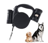 Laisse pour Chien avec Porte-Sac À Déjections,5M Automatique Télescopique Accessoires Polyvalents Animaux - Laisse Rétractable,pour Course, Randonnée, Voyage, Plage, Jogging et Quotidien