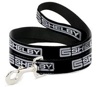 Laisse pour chien Carroll Shelby CS Shelby Racing Logo Block Noir/blanc 1,2 m de long 3,8 cm de large