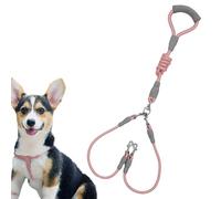 Laisse Pour Chien Corde En Nylon À Double Attache Antimâchonnement | Laisse Renforcee 1.5m avec Poignee Confortable Pour Chien Moyen Grand Taille Marche Randonnee Jogging Entrainement Course