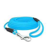 Laisse pour chien de 10 m, ronde, imperméable, avec dragonne, robuste, pour l'entraînement à roue libre, bleu cyan, jusqu'à 35 kg
