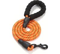 laisse pour chien de 150 cm de long, très réfléchissante, avec poignée confortable en mousse antidérapante, boucle métallique, pas de traction de la laisse d'entraînement (orange)