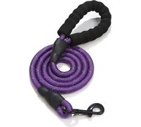laisse pour chien de 150 cm de long, très réfléchissante, avec poignée confortable en mousse antidérapante, boucle métallique, pas de traction de la laisse d'entraînement (violet)