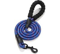 laisse pour chien de 150 cm de long, très réfléchissante, avec poignée confortable en mousse antidérapante, boucle métallique, pas de traction de la laisse (bleu foncé)