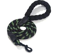 laisse pour chien de 150 cm de long, très réfléchissante, avec poignée confortable en mousse antidérapante, boucle métallique, pas de traction de la laisse (noir et vert)