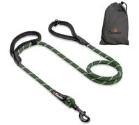 Laisse pour Chien en Corde Verte Solide, 2 poignées rembourrées, 1,5 m - Moyenne et Grande - Réfléchissante, résistante aux intempéries.
