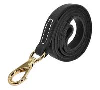 Laisse pour chien en cuir faite à la main - Marron foncé et noir - Avec crochet doré - Idéal pour la marche et le dressage de toutes les races de chiens - 2 x 160 cm - Noir