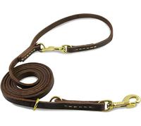 Laisse pour chien en cuir tressé multifonction de 2,4 m, mains libres, robuste, pour chiens de petite, moyenne et grande taille, rouge/marron