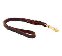 Laisse pour chien en cuir véritable - 50 x 1,3 cm - Laisse courte avec rivet tressé renforcé et crochet en cuivre - Laisse d'entraînement de contrôle