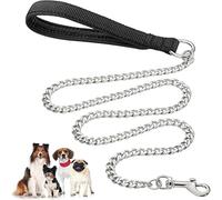 Laisse pour Chien en Métal Robuste, 150cm Chaîne de Laisse pour Animal de Compagnie à L'épreuve de La Mastication avec Poignée Rembourrée Douce pour Chiens de Grande et Moyenne Taille (Noir150cm*3mm)