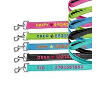 Laisse pour chien en nylon personnalisée avec broderie nom de téléphone, poignée rembourrée réfléchissante, laisse pour chien, laisse en corde robuste, 13 couleurs et 9 tailles pour chiens de petite