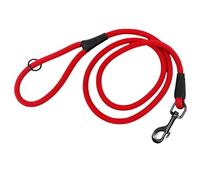 Laisse pour chien en nylon souple rouge, fermoir mousqueton noir et ferrures en métal, longueur 150 cm, diamètre 10 mm, laisse en nylon, robuste, résistante aux intempéries, embouts en cuir noir