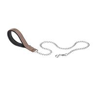 Laisse pour chien Ferplast DAYTONA, Laisse courte pour chiens de taille moyenne/grande, chaîne métallique anti-morsure, poignée confortable en nylon, rembourrée et mousqueton en métal. 100 cm, Marron