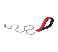 Laisse pour Chien Ferplast Daytona, Laisse Courte pour Chiens de Taille Moyenne/Grande, chaîne métallique Anti-Morsure, poignée Confortable en Nylon, rembourrée et Mousqueton en métal. 100 cm, Rouge