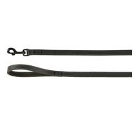 Flamingo Laisse Montana Cuir Noir pour Chien - 130cm x 20mm - avec Rivets et Mousqueton a Une Finition Brillante Noire