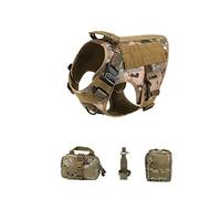 Laisse pour Chien Harnais Tactique pour Chien et Laisse Ensemble Boucle en métal Gros Chien Gilet Harnais pour Animaux de Compagnie Longe pour Chien(CP Harness Bag,L)