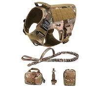 Laisse pour Chien Harnais Tactique pour Chien et Laisse Ensemble Boucle en métal Gros Chien Gilet Harnais pour Animaux de Compagnie Longe pour Chien(CP Full Set,M)