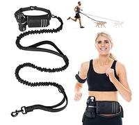 Laisse pour Chien Mains Libres avec Sac de Ceinture, 140-200 cm Laisse Chien de Course, Ceinture Réglable pour la Marche l'Entraînement la Randonnée - Noir