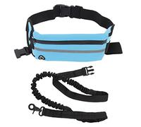 Laisse pour Chien Mains Libres, Sac Banane, Laisse pour Chien, en Nylon, élastique, pour la Course de Nuit, la Marche (Bleu Clair)