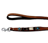 Laisse pour Chien MICHUR Carlota en Cuir Laisse Indienne en Cuir Marron Passer À Notre Collier SÉRIE Carlota Laisse Plate Cuir Plomb env. 150 cm
