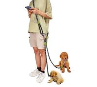Laisse pour Chien pour Grands/Moyens/Petits Chiens Laisse Mains Libres pour la Course, la Marche et Le Dressage, en Nylon très résistant, Longueur 2,3 m, diamètre 1,2 cm, pour 2 Chiens Noir