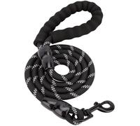 Laisse pour chien réfléchissante de 1 5 m avec poignée rembourrée confortable noire pour chiens grands moyens ou petits