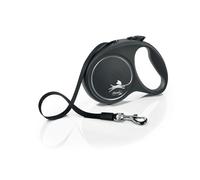 Flexi Laisse rétractable Black Design L Sangle 5 m Noir/Argent pour chiens jusqu'à 50 kg