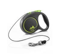 Flexi, Laisse Modèle Black Design, Version Cordon, Forme Moderne et Ergonomique, Système de Guidage perfectionné, Laisse à Enrouleur, Made in Germany, Black/Silver, XS - 3m