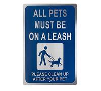 Laisse pour petit chien garçon, panneau de laisse pour chien All Pets Must Be On Leash And Clean Up After Your Pet Avertissement Intérieur Extérieur Signalisation publique Aluminium antirouille Blanc