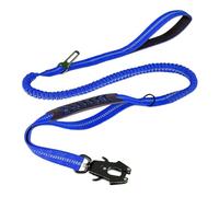 Laisse réfléchissante absorbant les chocs avec ceinture de sécurité de voiture pour grands chiens - Laisse élastique tactique très résistante - Ne tire pas - Bleu