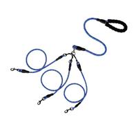 Laisse réfléchissante double pour deux chiens - Poignée rembourrée douce - Anti-mastication - Trois traînées - M4H3 Quatre