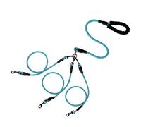 Laisse réfléchissante double pour deux chiens - Poignée rembourrée douce - Pour animaux domestiques C Quatre mâchages - Laisse anti-chien M4H3