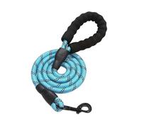 Laisse réfléchissante pour chien avec poignée rembourrée confortable - Double corde de traction robuste pour chiens forts pour améliorer la sécurité et le contrôle (bleu clair, 1,5 m)