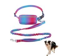 Laisse réglable mains libres pour chien avec pochette de ceinture, élastique réfléchissant pour jogging, cyclisme, entraînement, nylon et polyester, rose, bleu, rouge, vert, extension de 120 à 180 cm