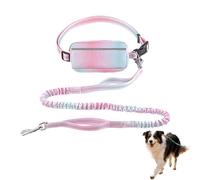 Laisse réglable mains libres pour chien avec pochette de ceinture, élastique réfléchissant pour jogging, cyclisme, entraînement, nylon et polyester, rose, bleu, rouge, vert, extension de 120 à 180 cm
