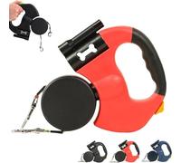 Laisse rétractable à Double Sens avec Articulation pivotante Anti-emmêlement, poignée légère antidérapante, adaptée aux Chiens de Petite à Grande Taille (Rouge)