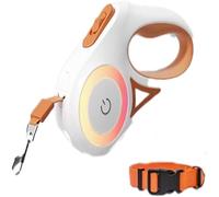 Laisse rétractable anti-explosion en un clic pour chien avec lampe de poche à DEL, design incurvé, convient pour la marche nocturne et le jogging, convient pour les chiens de petite et moyenne taille