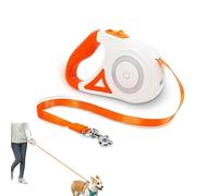 Laisse rétractable automatique pour chien avec lampe de poche et lumières LED de sécurité - Orange