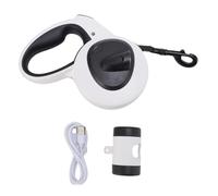 Laisse Rétractable Chien Automatique, Cordon Nylon 5m, Poignée Antidérapante, Sangle Réfléchissante avec Lumière LED Intégrée - Frein Rapide, Confort Ergonomique, Promenade Sûre (M 25,5 cm/10,04