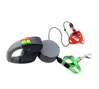Laisse rétractable double pour chien, sans nœuds, 3 m de long, pour chiens de grande et moyenne taille, design unique 2 en 1, supporte deux chiens jusqu'à 18 kg chacun