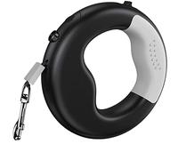 Laisse rétractable for Chien, Rechargeable par USB, antidérapante, poignée Ergonomique, Portable, légère, Mains Libres(Black,9.8FT)