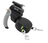 Laisse rétractable pour chien - 360 degrés Swivel Two Dog Leashes With LED Light, Easy Retraction Outdoor Pet Supplies With Trash Bag Compartment, Secure Metal Hook For Small Medium Dogs